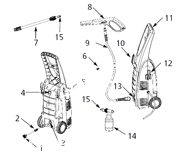 Assembly Parts Diagram and Parts List for PW1600  Campbell Hausfeld Pressure Washer